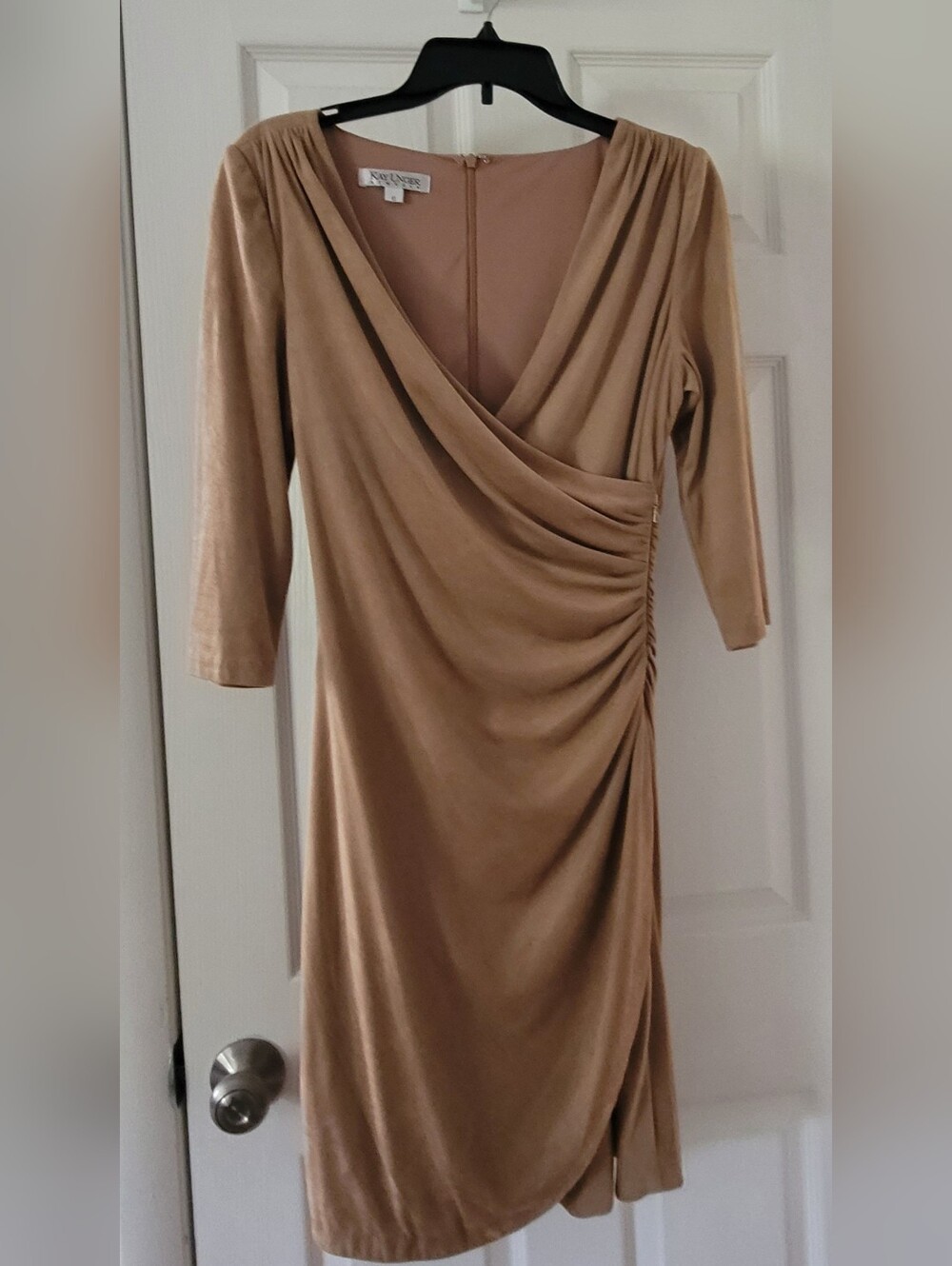 Kay Unger Faux Suede Ruched Dress